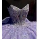 Sleeveless Quince Dress Lilac Vestidos De 15 Anos Lace Appliques V Neck Birthday Party Dress With Bow