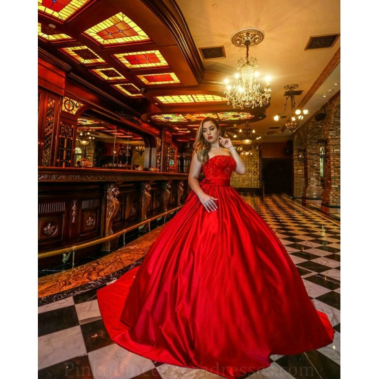 Square Collar Red Prom Dress Sleeveless Birthday Party Gown