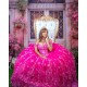 Sweetheart Neck Hot Pink Quince Dress Off Shoulder 15 Anos Sequin Women 2024 Ball Gown Lace Appliques Girl Birthday Gowns