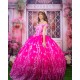 Sweetheart Neck Hot Pink Quince Dress Off Shoulder 15 Anos Sequin Women 2024 Ball Gown Lace Appliques Girl Birthday Gowns