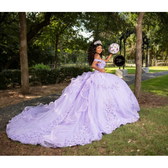 Sweetheart Neck Lilac Quinceanera Dress Off Shoulder Vestidos De 15 Anos Lace Appliques Birthday Party Gowns