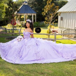 Sweetheart Neck Lilac Quinceanera Dress Off Shoulder Vestidos De 15 Anos Lace Appliques Birthday Party Gowns