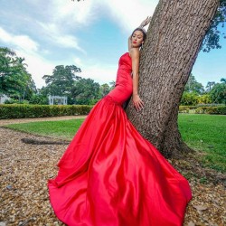 Sweetheart Neck Red Mermaid Dresses Sleeveless Prom Dress