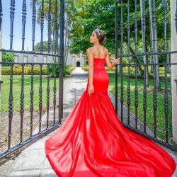 Sweetheart Neck Red Mermaid Dresses Sleeveless Prom Dress