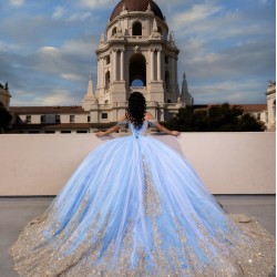 Sweetheart Neck Sky Blue Quinceanera Dress 2024 Formal Vestidos De 15 Anos Sequin Cocktail Dresses