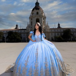 Sweetheart Neck Sky Blue Quinceanera Dress 2024 Formal Vestidos De 15 Anos Sequin Cocktail Dresses