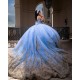 Sweetheart Neck Sky Blue Quinceanera Dress 2024 Formal Vestidos De 15 Anos Sequin Cocktail Dresses