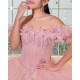 Tiered Pink Quinceanera Dress Sweetheart Neck Vestidos De 15 Anos Off Shoulder Girl Women Dress