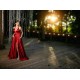 V Neck Red Mermaid Prom Dresses Spaghetti Strap Sleeveless Evenning Gowns