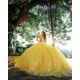 Sweetheart Neck Yellow Quince Dress Sequin Vestidos De 15 Anos Lace Appliques Women 2024 Ball Gown With Cape