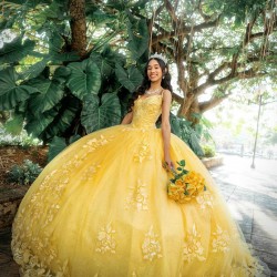 Sweetheart Neck Yellow Quince Dress Sequin Vestidos De 15 Anos Lace Appliques Women 2024 Ball Gown With Cape