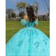 Sweetheart Neck Aqua Quinceanera Dress Birthday Party Dresses Off Shoulder Lace Appliques Vestidos De 15 Anos