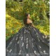 Off Shoulder Vestidos De 15 Anos Black Quinceanera Dress 3D Flowers Wear Pageant Sweetheart Neck Sweet 15 Prom Party Dresses