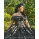 Off Shoulder Vestidos De 15 Anos Black Quinceanera Dress 3D Flowers Wear Pageant Sweetheart Neck Sweet 15 Prom Party Dresses