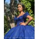 Sequin Vestidos De 15 Anos Blue Quinceanera Dress Off Shoulder Lace Appliques Wear Pageant Sweetheart Women Tulle 2024 Ball Gown