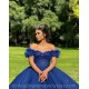 Sequin Vestidos De 15 Anos Blue Quinceanera Dress Off Shoulder Lace Appliques Wear Pageant Sweetheart Women Tulle 2024 Ball Gown