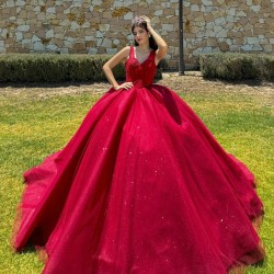 Sleeveless Burgundy Quinceanera Dress Pearl Birthday Party Gowns Sequin Sweetheart Neck Wear Pageant