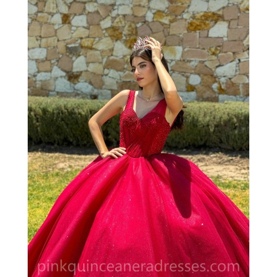 Sleeveless Burgundy Quinceanera Dress Pearl Birthday Party Gowns Sequin Sweetheart Neck Wear Pageant