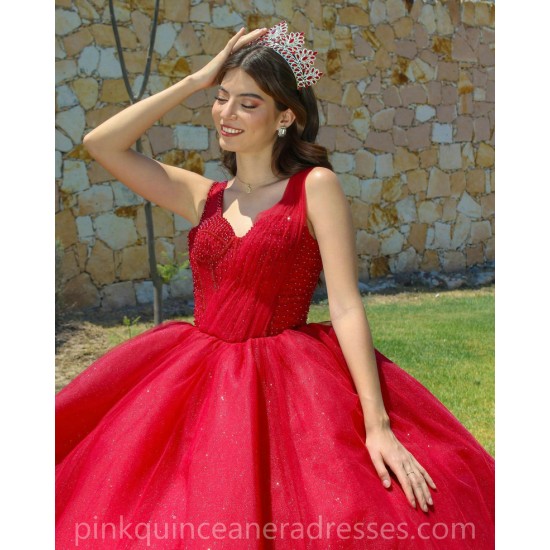 Sleeveless Burgundy Quinceanera Dress Pearl Birthday Party Gowns Sequin Sweetheart Neck Wear Pageant