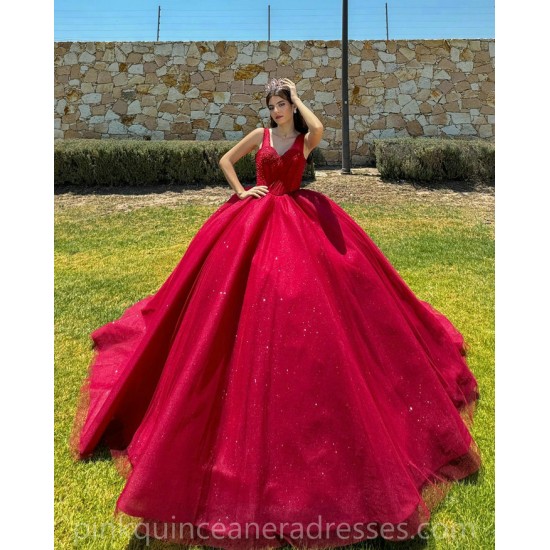 Sleeveless Burgundy Quinceanera Dress Pearl Birthday Party Gowns Sequin Sweetheart Neck Wear Pageant