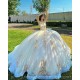 Sweetheart Neck Champagne Quinceanera Dresses 2024 Ball Gown Princess Dress Lace Appliques Two Piece Vestidos De 15 Anos