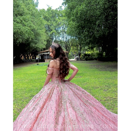 Off Shoulder Coral Quinceanera Dress Vestidos De 15 Anos Lace Appliques Wear Pageant Sweetheart Neck Sweet 15 Prom Party Dresses