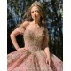 Off Shoulder Coral Quinceanera Dress Vestidos De 15 Anos Lace Appliques Wear Pageant Sweetheart Neck Sweet 15 Prom Party Dresses