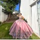 Coral Quinceanera Dress Spaghetti Strap Sweet 15 Gowns 3D Flowers Wear Pageant Sweetheart Neck 2024 Ball Gown Princess Dresses