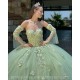 Detachable Sage Green Quince Dress Appliques Lace Vestidos De 15 Anos Sweetheart Neck Girls Ball Gown Sweet 16 Dresses 3D Flowers Wear Pageant