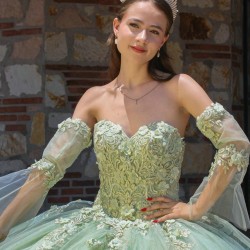 Detachable Sage Green Quince Dress Appliques Lace Vestidos De 15 Anos Sweetheart Neck Girls Ball Gown Sweet 16 Dresses 3D Flowers Wear Pageant