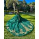 Off Shoulder Emerald Green Quinceanera Dress Vestidos De 15 Anos Lace Appliques Wear Pageant With Bow