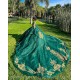 Off Shoulder Emerald Green Quinceanera Dress Vestidos De 15 Anos Lace Appliques Wear Pageant With Bow