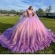 Two Piece Lilac Quinceanera Dress Sequin Vestidos De 15 Anos Lace Appliques Wear Pageant Sweetheart Women 2024 Ball Gown