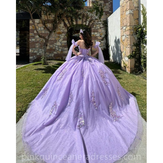 Lilac Quinceanera Dresses Sweetheart Neck 2024 Ball Gown Princess Dress Lace Appliques Sleeveless Vestidos De 15 Anos