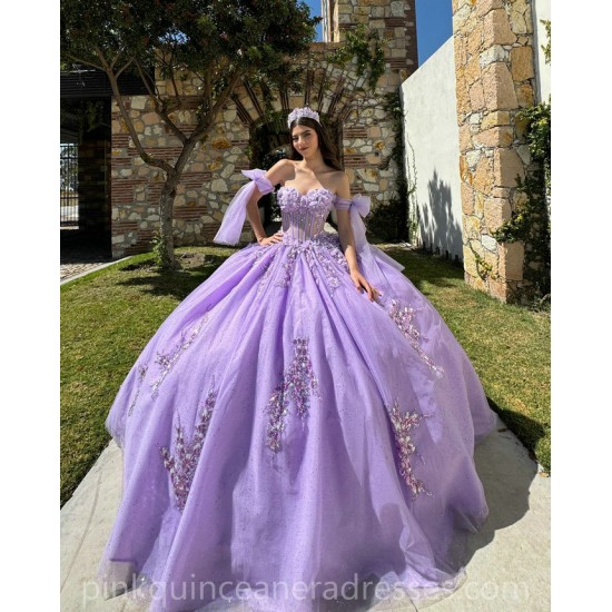 Lilac Quinceanera Dresses Sweetheart Neck 2024 Ball Gown Princess Dress Lace Appliques Sleeveless Vestidos De 15 Anos