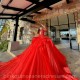 Long Sleeve Red Quinceanera Dress Sequin Vestidos De 15 Anos Lace Appliques Wear Pageant Women 2024 Ball Gown