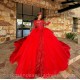 Long Sleeve Red Quinceanera Dress Sequin Vestidos De 15 Anos Lace Appliques Wear Pageant Women 2024 Ball Gown