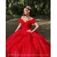 Off Shoulder Red Quinceanera Dress Vestidos De 15 Anos Sequin Wear Pageant Sweetheart Neck Sweet 15 Prom Party Dresses