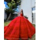 Ruffled Red Quinceanera Dress Birthday Party Dresses Sleeveless Sweetheart Neck Vestidos De 15 Anos