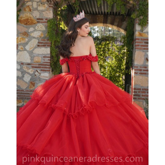 Red Quinceanera Dresses Sweetheart Neck Off Shoulder 2024 Ball Gown Princess Dress Tiered Vestidos De 15 Anos