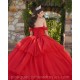 Red Quinceanera Dresses Sweetheart Neck Off Shoulder 2024 Ball Gown Princess Dress Tiered Vestidos De 15 Anos