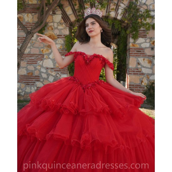 Red Quinceanera Dresses Sweetheart Neck Off Shoulder 2024 Ball Gown Princess Dress Tiered Vestidos De 15 Anos