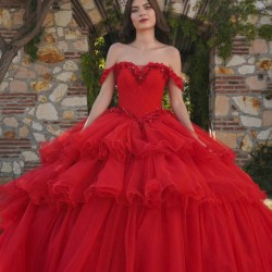 Red Quinceanera Dresses Sweetheart Neck Off Shoulder 2024 Ball Gown Princess Dress Tiered Vestidos De 15 Anos