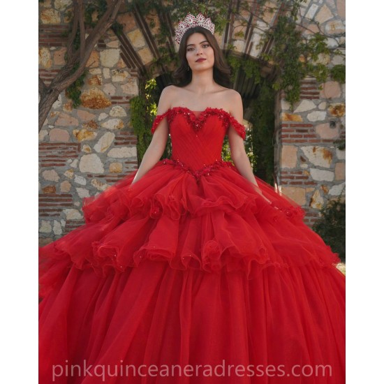 Red Quinceanera Dresses Sweetheart Neck Off Shoulder 2024 Ball Gown Princess Dress Tiered Vestidos De 15 Anos