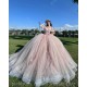 Off Shoulder Rose Gold Quinceanera Dress Lace Appliques Birthday Party Dresses Sweetheart Neck Vestidos De 15 Anos