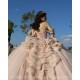 Off Shoulder Rose Gold Quinceanera Dress Lace Appliques Birthday Party Dresses Sweetheart Neck Vestidos De 15 Anos