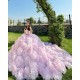 Ruffled Pink Quince Dress Sweetheart Neck Girls Sweet 16 Dresses Lace Vestidos De 15 Anos Off Shoulder Wear Pageant