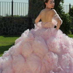 Ruffled Pink Quince Dress Sweetheart Neck Girls Sweet 16 Dresses Lace Vestidos De 15 Anos Off Shoulder Wear Pageant