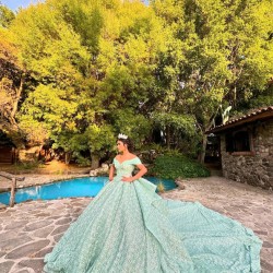 Sage Green Quinceanera Dress Off Shoulder Vestidos De 15 Anos Sequin Wear Pageant Sweetheart Neck Sweet 15 Prom Party Dresses