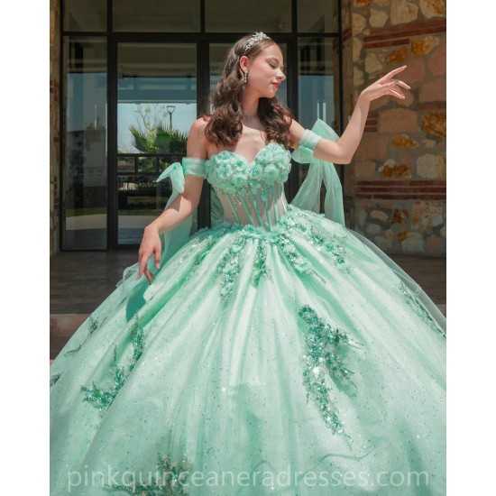 Sagr Green Quinceanera Dresses Sweetheart Neck 2024 Ball Gown Sleeveless Princess Dress Lace Appliques Vestidos De 15 Anos